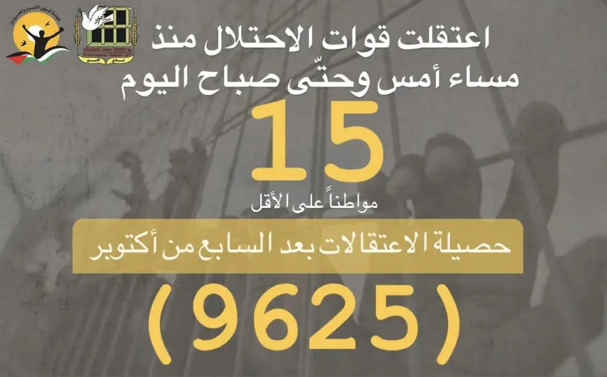 بينم سيدة اعتقلت أكثر من 10 مرات كرهينة.. الاحتلال يعتقل 15 فلسطينيا من الضفة