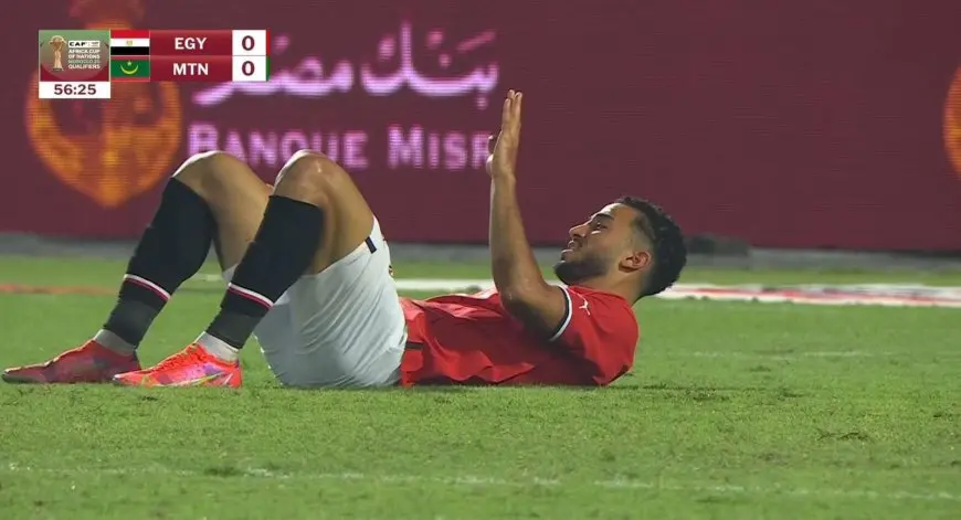 إصابة محمد عبد المنعم خلال مباراة مصر وموريتانيا